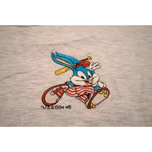 Tiny Toons Vintage 1994 White Tee Shirt large Buster Bunny single stitch - Picture 2 of 7